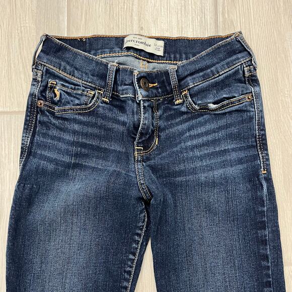 Abercrombie Kids Girl's 14 Slim Dark Wash Low Rise Bootcut Stretch Denim Jeans - Picture 3 of 7